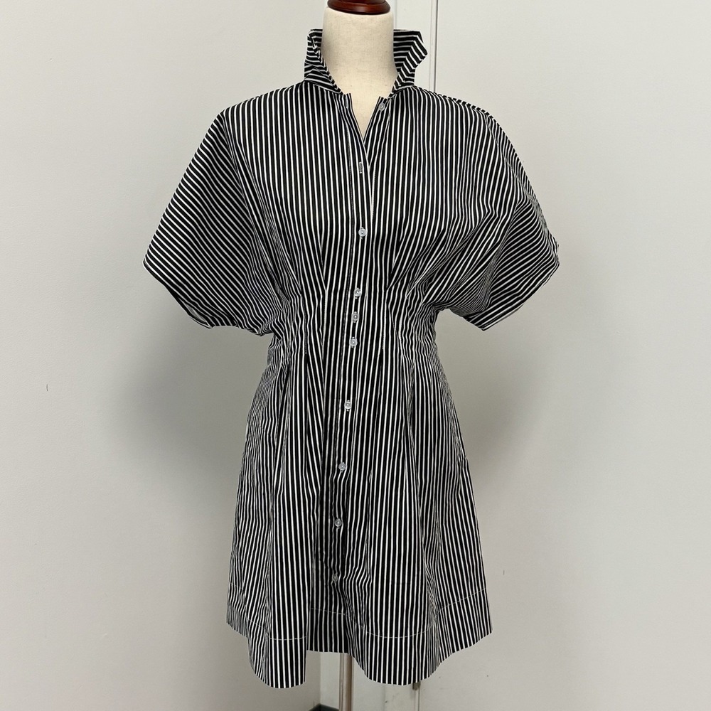 Black White Striped Mini Shirt Dress Size M Adult Halloween Costume Cosplay